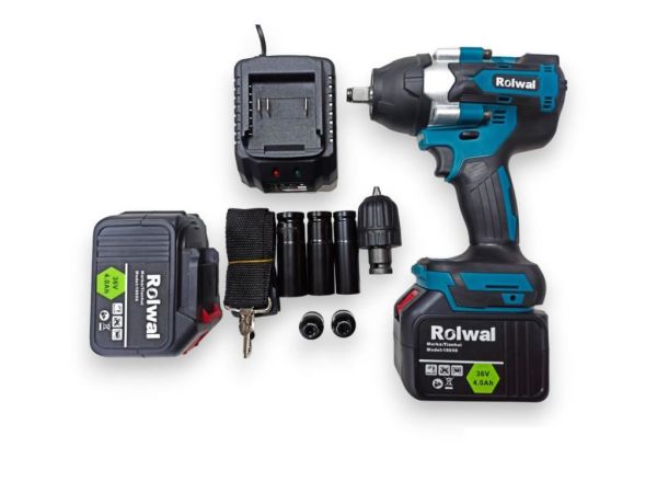 Rolwal Akülü 800 nm Somun Bijon Sıkma ve Sökme Makinesi 15 Pil - 36V 5 Amper