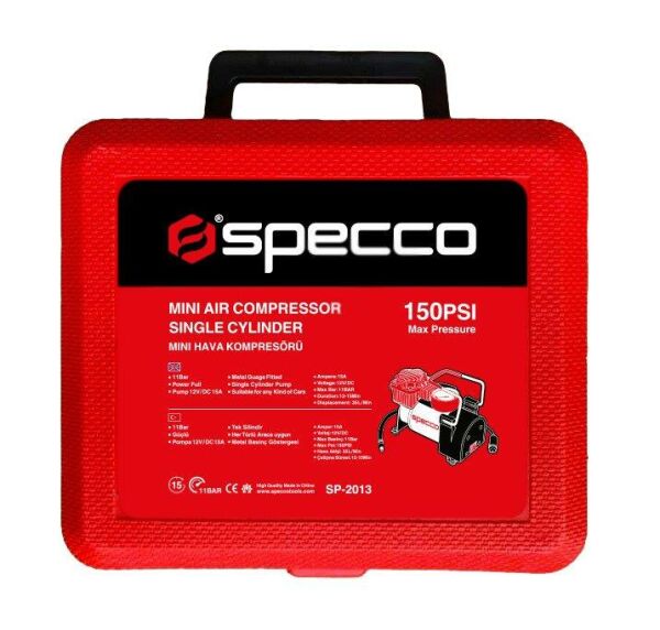 Specco SP-2014 Mini Hava Kompresörü Silindirli Fenerli 12V - 150 Psı