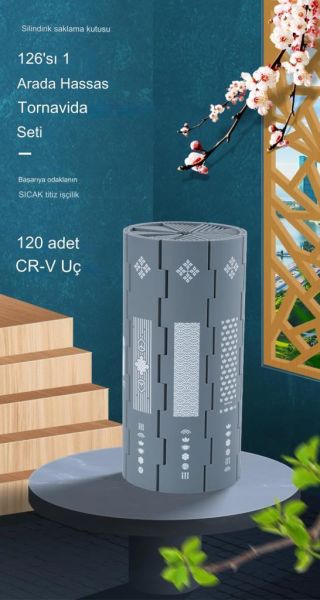 UF TOOLS KS-840116 126 Parça Silindir Saklama Kutulu Hassas Taşınabilir Mini Tornavida Seti