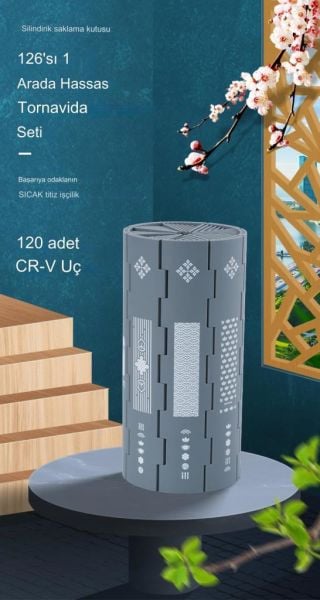 UF TOOLS KS-840116 126 Parça Silindir Saklama Kutulu Hassas Taşınabilir Mini Tornavida Seti