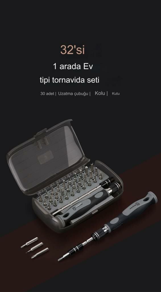 UF TOOLS KS-840084 32 Parça Taşınabilir Şeffaf Kutulu Hassas Manyetik Mini Tornavida Seti